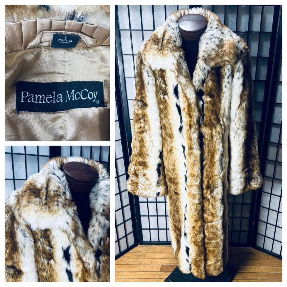 Pamela McCoy Luxurious Canadian Bobcat/Lynx Full Lengthh Faux Fur Coat